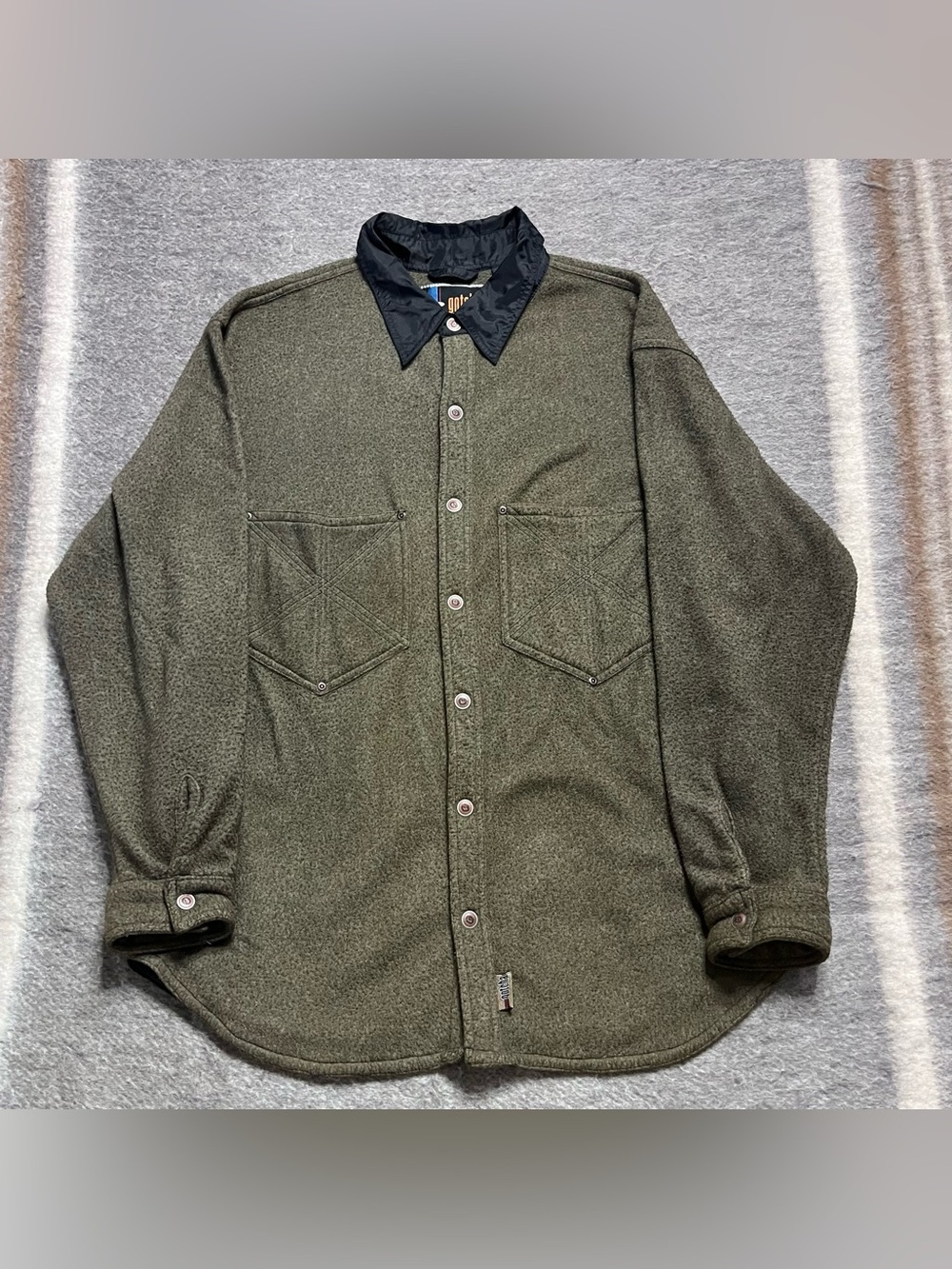 Vintage Gotcha Fleece Shacket Men’s Large Surf Skate Y2K Jacket Nylon Trim Pocke